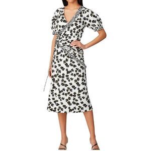 Love Whit Black White Floral Wrap Midi Dress Size XS NEW